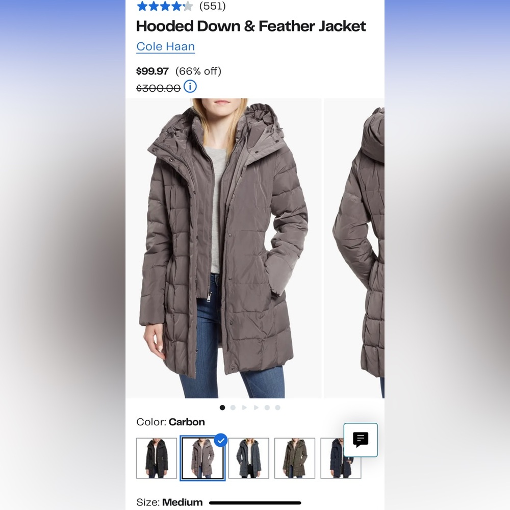 Cole haan hooded down jacket
